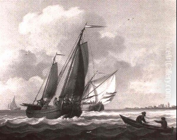 "a Tjalk Running Before The Wind On A River Estuary In A Stiff Breeze..." - view 1