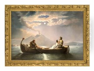 Romantische Bootsfahrt Bei Mondschein by Eduard Klieber