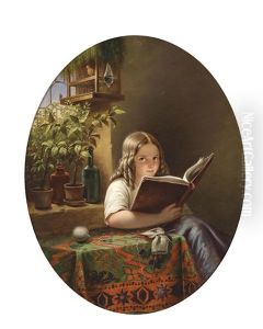 Lesendes Madchen (after Johann Georg Meyer Von Bremens) by Eduard Klieber