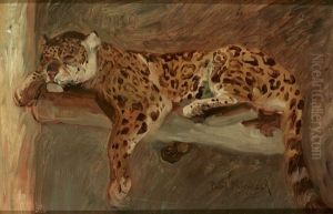 Schlafender Jaguar by Paul Hans Klimsch
