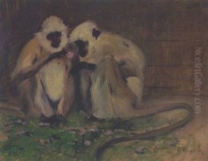 Zwei Meerkatzenaffen by Paul Hans Klimsch