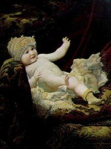 Bildnis Eines Auf Ein Sofa Gebettetes Baby Mit Spitzenhaube Bildnis Eines Auf Ein Sofa Gebettetes Baby Mit Spitzenhaube