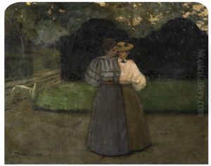 Zwei Damen Mit Ihrem Windhund Im Park