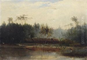 Village Africain Au Bord Du Fleuve by Fritz Klingelhoefer