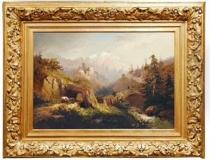 Tiroler Berglandschaft Mit Burg by Fritz Klingelhoefer