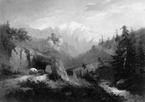 Romantische Landschaft In Tirol by Fritz Klingelhoefer