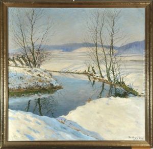 Winterlandschaft Mit Bachlauf by Richard Klingen