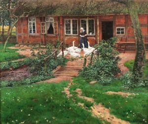 Farmyard With Geese by Richard Klingen