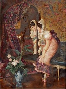 Elegante Au Miroir by Max Klinger