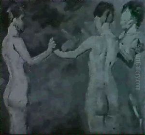 Drei Grazien (drei Weibliche Akte Im Halbkreis Stehend) by Max Klinger
