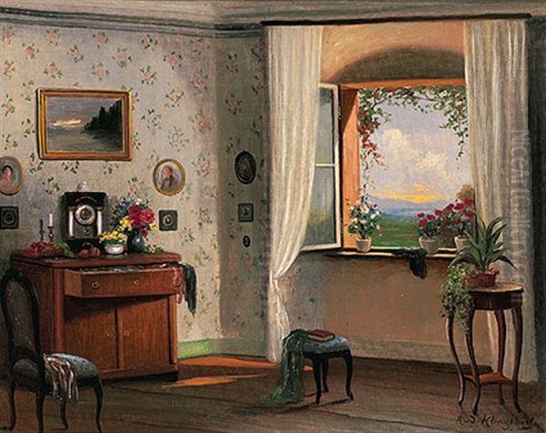 Interieur Einer Biedermeierlichen Stube Mit Fensterdurchblick - view 1
