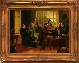 The Austrian Composer Franz Schubert At The Piano by Rudolf Klingsboegl