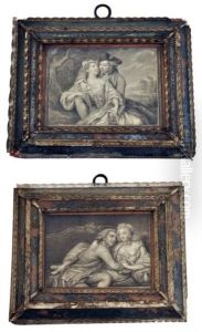 Scenes Galantes: Homme Lutinant Une Jeune Femme (pair)