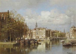 A View Of Amsterdam With The Zuiderkerk Beyond by Johannes Christiaan Karel Klinkenberg