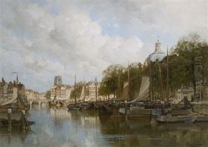 A View Of The Leuvehaven With The Laurenskerk In The Distance, Rotterdam