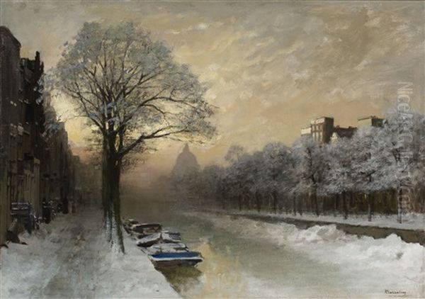 A Winter View Of The Singel With The Lutherse Kerk In Amsterdam - view 1