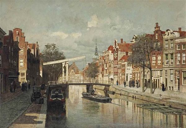 A Sunlit Canal In A Dutch Town - view 1