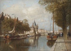 The Schreierstoren On The Geldersekade, Amsterdam by Johannes Christiaan Karel Klinkenberg