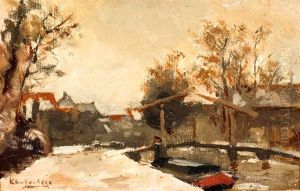Winters Stadsgezicht Met Ophaalbrug Winters Stadsgezicht Met Ophaalbrug