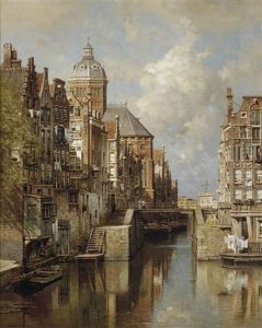 A View Of The Oudezijdskolk And The St. Nicolaaskerk In Amsterdam by Johannes Christiaan Karel Klinkenberg