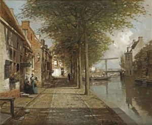 Grachtje Te Oudewater by Johannes Christiaan Karel Klinkenberg