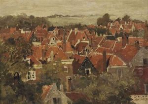 A View Of A Dutch Town by Johannes Christiaan Karel Klinkenberg