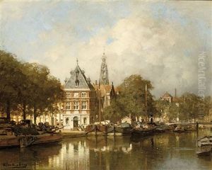 De Waag Aan Het Spaarne Te Haarlem (view Of The River Spaarne With The Waagtoren Beyond, Haarlem)