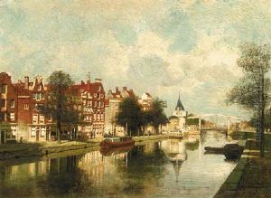 A View Of The Geldersekade With The Schreierstoren In The Distance