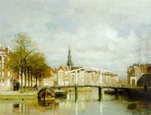 A View Of Amsterdam, The Zuiderkerk In The Distance by Johannes Christiaan Karel Klinkenberg