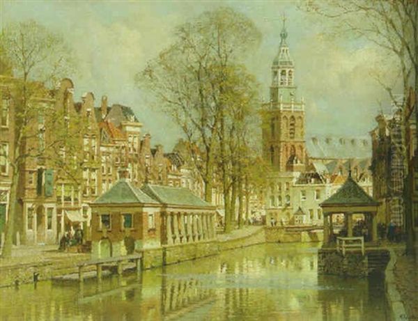 The Korenbank And The Visbank Along The Lage Gouwe, Gouda, With The St. Janskerk Beyond - view 1