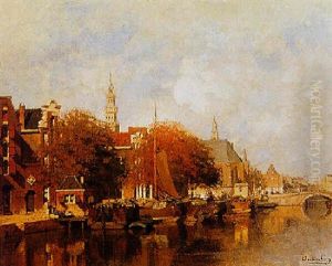 A View Of A Dutch Town by Johannes Christiaan Karel Klinkenberg