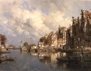 Barges On A Canal - Outskirts Of The Hague