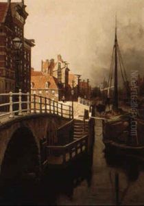 A Dutch Harbor by Johannes Christiaan Karel Klinkenberg