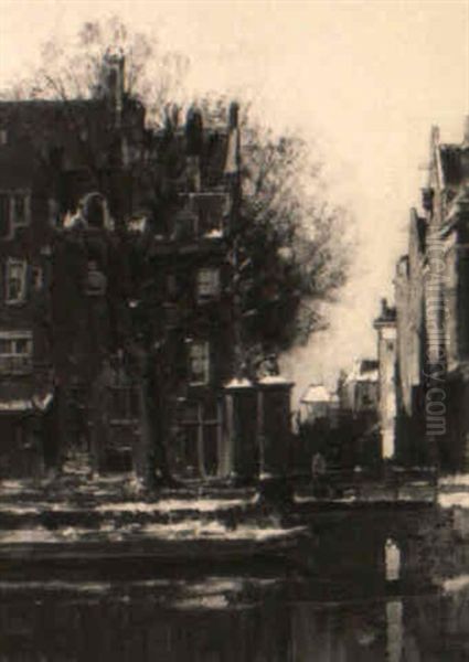 View Of An Amsterdam Canal In Winter - view 1