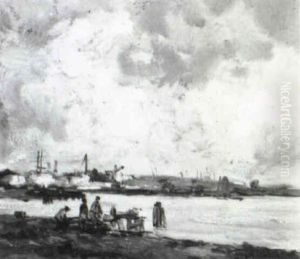 A Canal In A Dutch Town by Johannes Christiaan Karel Klinkenberg