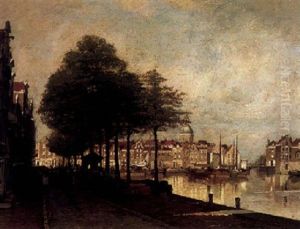 Figures On A Quay In A Dutch Town