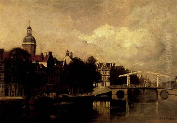 A View Of A Canal In A Dutch Town - view 1