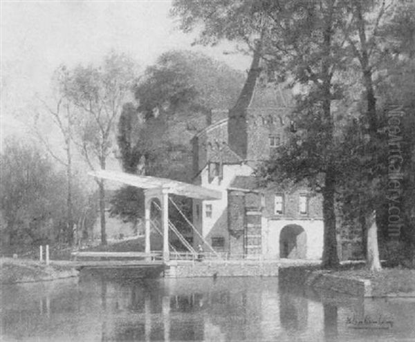 A View Of A Castle With A Figure On A Draw-bridge - view 1