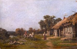 Farm Scene by Baron Mikhail Petrovich Klodt von Jurgensburg
