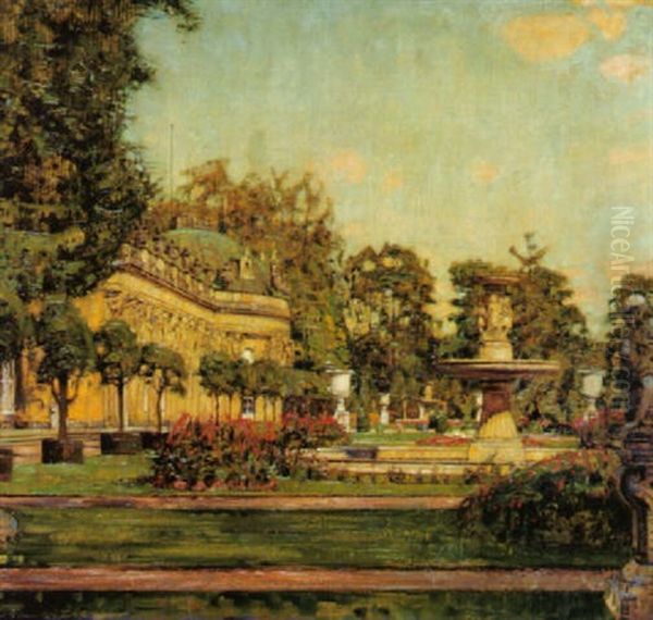 Auf Der Sommerlichen Terasse Von Schlos Sanssouci In Potsdam - view 1
