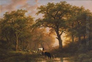 A Summer Landscape With Cattle by Johann Bernard Klombeck