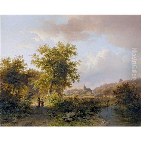 Waldrand Am Niederrhein Mit Bauernpaar - view 1