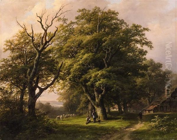 Wooded Landscape With Shepherdess - view 1