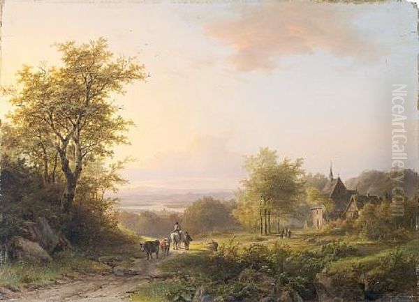 Landscape With Figures On A Country Path, A Church Beyond - view 1