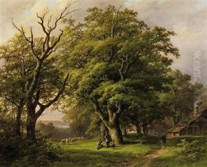 Waldlandschaft Mit Schafer Waldlandschaft Mit Schafer