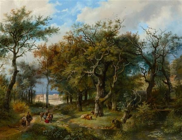 Waldlandschaft Mit Hirten Und Herde - view 1