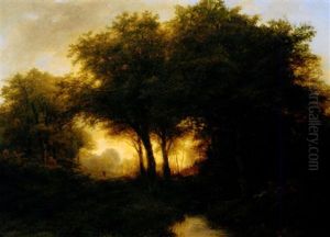 Abendliche Sommerlandschaft Mit Bauchlauf Und Weg Abendliche Sommerlandschaft Mit Bauchlauf Und Weg