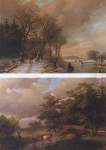 Summer: A Wooded River Valley With Cows Watering