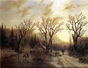 Paysage D'hiver by Johann Bernard Klombeck