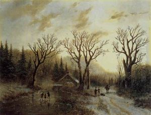Winterliche Waldlandschaft by Johann Bernard Klombeck